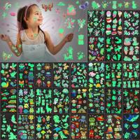 △◄ 10pcs Glow In The Dark Tattoos Kids Waterproof Luminous Tattoo Sticker Unicorn Dinosaur Mermaid Stickers Birthday Party Toy