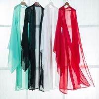 Hanfu เสื้อสตรีแบบบาง,หลวม,สีพื้นง่ายและอเนกประสงค์คาร์ดิแกนจีนชุดเสื้อคลุมกันแดดแขนใหญ่