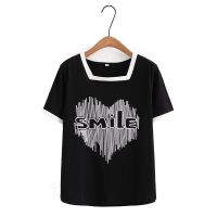 【มีไซส์ใหญ่】Plus Size XL-4XL Womens Short Sleeve White Black Summer T-shirts Casual Cute Printed Female Tops Fashion Slim Tee