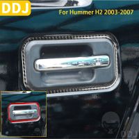 สำหรับ Hummer H2 2003 2004 2005 2006 2007อุปกรณ์เสริมคาร์บอนไฟเบอร์ภายนอกรถด้านนอกประตู Handle กรอบสติกเกอร์สีแดง Black