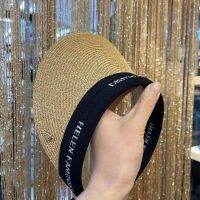 2023 Summer New High Woven Grass Letter Hairpin Air Top Straw Hat Women Leisure Travel Big Brim Sun Protection Sun Hat