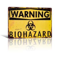 Warning Biohazard Tin Metal Sign Bar Pub Decor