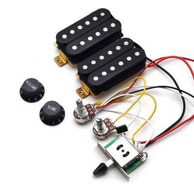 Guitar Humbucker Pickups With 3-way Switch 500K Potentiometer 1T1V Wiring Harness Prewired Black