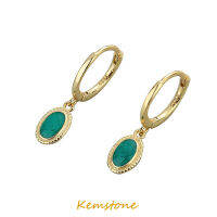 Kemstone สีเขียวเคลือบหูหัวเข็มขัดผู้หญิง Drop ต่างหูแฟชั่นเครื่องประดับ