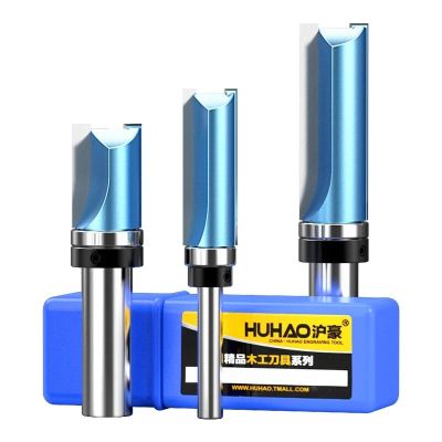 HUHAO 1pc Bearing Flush Trim Router Bit สําหรับไม้ 1/2－1/4－Shank Straight Bit Tungsten Woodworking Milling Cutter Tool