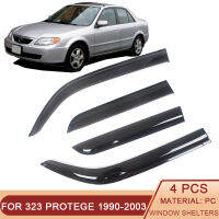 สำหรับ Mazda 323 Protege 1990-2003ด้านข้างหน้าต่าง Deflectors ลม Visors Black Rain Guard ประตู Visor Vent Shades Dark ควัน Venisor