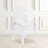 Dining Chair with Square Back In Transparent Crystal，Polycarbonate Plastic，Strong and Durable ，19.50 X 15.75 X 32.50 Inches