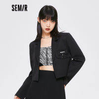 Semir เสื้อผู้หญิงสั้นเกลือสีดำพร็อพ2022ต้นฤดูใบไม้ร่วงแฟชั่นใหม่ชุดลำลองขนาดเล็กหวานและเย็น