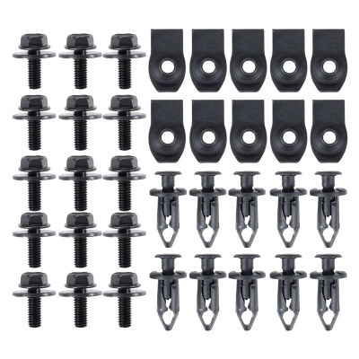 เครื่องยนต์ภายใต้ฝาครอบ Splash Shield Guard Body Bolts กันชน Fender Liner Push Retainer Fastener Rivet คลิปอัด U-Nuts 35PCS