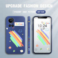 เคส GGK สำหรับ OPPO Reno10 Pro 5G ใหม่เคสโทรศัพท์ดีไซน์ลายการ์ตูนเด็กผู้หญิงยิ้มสีรุ้งแบบขอบสี่เหลี่ยมปลอกซิลิโคนของเหลวเคสป้องกันกล้องคลุมทั้งหมด