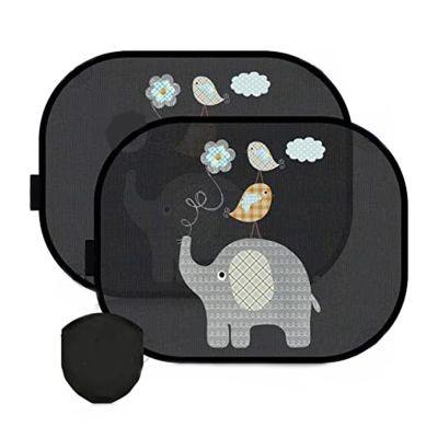 Car Sun Shade Baby with UV Protection, Car Window Sun Shade for Children with Cute Animal Motifs, 44 x 36 cm, Set of 2
