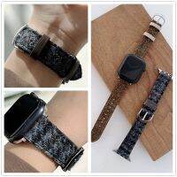 ☫ Woolen Leather Straps For Apple Watch Band 45mm 41mm iWatch 40mm 44mm Bracelet Series 7 6 3 Se Sliver Winter Band Mens Women