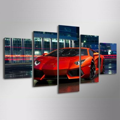 Luxury Red Aventador กีฬารถผ้าใบพิมพ์ Wall Art - HD รูปภาพสำหรับตกแต่งบ้านและ Office-5แผงโปสเตอร์ภาพวาด (ไม่มีกรอบ)