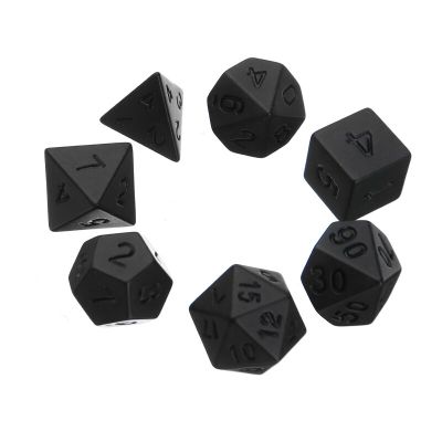 ；。‘【； 7Pcs/Set Matte Black Polyhedral Dice Board Game Digital Dices For Role Playing Games Entertainment Accessories