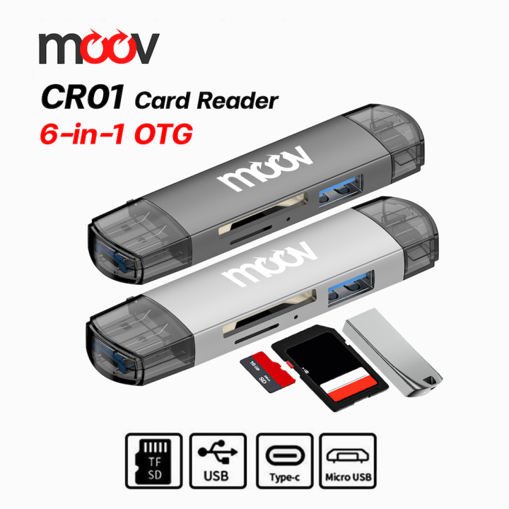 เหลือ-149บ-คูปองใต้สินค้า-moov-cr01-6-in-1-card-reader-type-c-usb-3-0-micro-otg-เครื่องอ่านการ์ด-tf-sd-card-micro-sd-แฟลชไดรฟ์-flash-drive-เชื่อมต่อ-และ-โอนถ่ายข้อมูล-5gbps-transmission