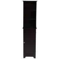 Luxurious Tall Country Espresso Floor Shelf with Lower Cabinet for Elegant Home Decor.
