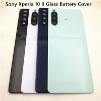 กระจกด้านหลัง100% ของแท้สำหรับ Sony Xperia 10 II เคสด้านหลังตัวเรือนประตูฝาหลังปิดโทรศัพท์ + ชิ้นส่วนฝาครอบเลนส์กล้อง XQ-AU51 AU52