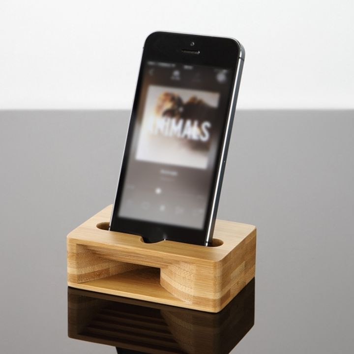 [Universal support] Wooden Desktop phone stand with loudspeaker Desk ...