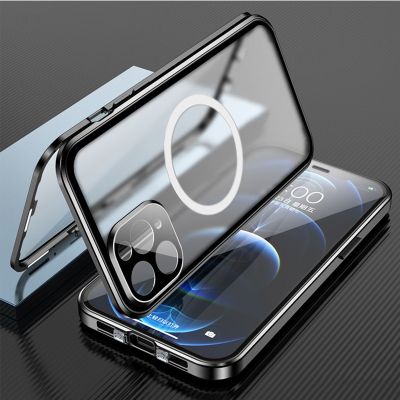 「Enjoy electronic」 Magnetic Wireless Charging Case For iPhone 13 Pro MAX 12 11 14 Plus Metal Bumper Camera Protector Tempered Glass Phone Cover