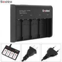 ขาย Soshine สีดำ4ช่องเครื่องชาร์จแบตเตอรี่อัจฉริยะพร้อมไฟ LED สำหรับแบตเตอรี่แบบชาร์จไฟ Li-Ion Ni-Mh LiFePO4 9V