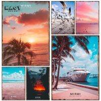 Miami โลหะป้ายดีบุก Office Cafe Bar Party ร้านอาหารนักเรียน Dorm Wall Decor Plaque Home Hallway Room ตกแต่ง Posters