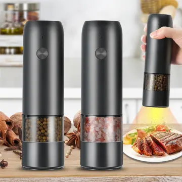 Electric Automatic Mill Pepper and Salt Grinder LED Light Peper Spice Grain  Mills Porcelain Grinding Core Mill Kitchen Tools