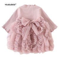 Baby girl dress spring and autumn long-sleeved stitching gauze tutu dress tutu princess dress sweet and cute birthday dress