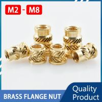 Kuningan panas meleleh masukkan Knurled Flange Nut M2 M3 M4 M5 M6 M8 benang panas pencetakan injeksi Embedment listrik t-nuts 50/100 buah