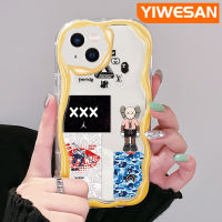 YIWESAN เคสสำหรับ iPhone 14 Pro Max 14 Plus 13 Pro Max 13เคสขนาดเล็กแนวโน้มแฟชั่นลวดลายกราฟฟิตีแนวสตรีทแบบโค้งเคสใสเนื้อครีมใสฝาครอบป้องกันเคสมือถือ