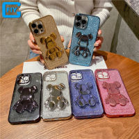 เคสไอโฟน สำหรับ iPhone 14 Pro Max iPhone 13 Pro Max iPhone 12 Pro Max iPhone 11 Pro Max iPhone 14 Plus 13มินิ XR X XS Max 8พลัส7พลัส6 6วินาทีบวกกรณีหรูหราชุบ เคสโทรศัพท์ลายหมีลายหมีใสเต็มไปด้วยดวงดาวบนท้องฟ้าระยิบระยับ