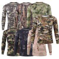 Mens Spring Autumn Outdoor Camouflage Long Sleeve T-Shirt Men Outdoor Quick Dry Tight Base Layer Sport Hunting Running T-Shirt