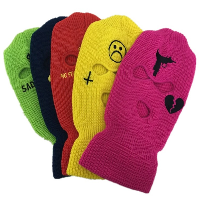 Neon Balaclava Three-hole Ski Tactical Full Face Winter Hat Halloween Party Limited Embroidery