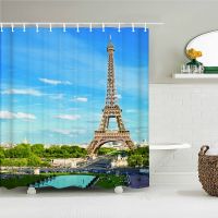 3D พิมพ์ Paris Tower ห้องอาบน้ำม่านผ้าโพลีเอสเตอร์กันน้ำพร้อมตะขอ 240X180cm ห้องอาบน้ำหน้าจอตกแต่งบ้านผ้าม่าน 180*180cm