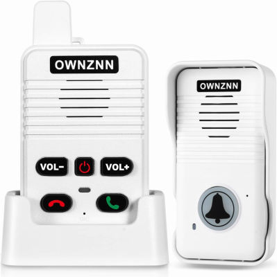 OWNZNN Doorbell, Upgrade Wireless Doorbell 1000ft Range, Waterproof Full Duplex Intercom Door Bell Hands-Free Two Way Communication with 4 Door Chime 8 Volume Levels &amp; Colorful LED Flash -White