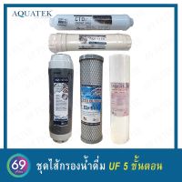 ชุดไส้กรองน้ำดื่ม UF 5 ขั้นตอน PP ผิวลอน 1 Micron /Carbon ID800 /Resin/ UF Membrane 12 นิ้ว(เกลียว) / CTO COCONUT SHELL 10 นิ้ว