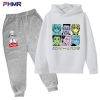 HUNTER×HUNTER Sweatpants ฤดูใบไม้ร่วงและฤดูหนาว Pullover ผ้าฝ้ายการ์ตูนเสื้อขนแกะชุดเสื้อฮู้ดทารกและกางเกงสำหรับเด็กเล็กเด็กผู้หญิงชุดเสื้อแขนยาว0000