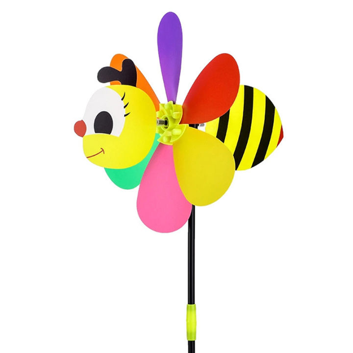 ck-กังหันลมสามมิติสำหรับเด็กของเล่นตกแต่งสวนรูปผึ้งหกสี