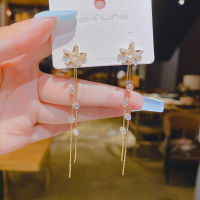 Korean Style Trendy Copper Micro-set Zircon Drop Earrings For Women Rhinestone Long Tassel Dangle Earring Girl Birthday Party Fashion Temperament Jewelry