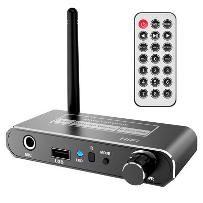 HIFI Bluetooth 5.2 Audio Receiver Coaxial/Mic/USB U-Disk Input 3.5MM/L R RCA Output Wireless Adapter for KTV Car Speaker