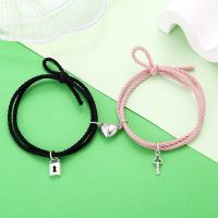 【CW】 Couple Lovers Lock Magnetic Men Braided Rope Wrist chain Minimalist Jewelry