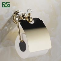 FLG Crystal &amp; Brass Gold Paper Box Roll Holder Toilet Gold Paper Holder Tissue Box Bathroom Accessories G154-04G Toilet Roll Holders