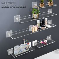 Bathroom Shelf Storage Rack Acrylic Clear Wall Mounted Thick Transparent Floating Display Bathroom Kitchen Ledge Organizer