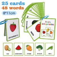 48 Words Children Fruits &amp; Vegetables Learning Cards Early Education Game Flashcards for Baby Kid Montessori Toys English words Flash Cards Flash Card