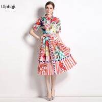 European and American Fashion All-Match Waist Slimming Positioning Printed Dress