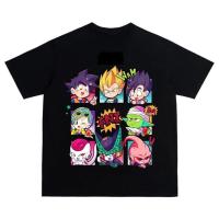 หล่อ เสื้อยืดแขนสั้นผ้าฝ้ายพิมพ์ลายการ์ตูน Dragon Ball ญี่ปุ่นสำหรับผู้ชายและผู้หญิงยอดนิยมคอกลมฤดูร้อน UnisexS-5XL