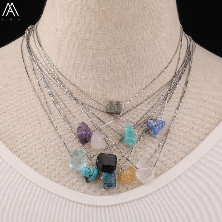 fashion-women-quartz-crystal-adjustable-necklace-natural-lapis-black-tourmaline-stone-beads-silvery-chains-tennis-necklace-headbands