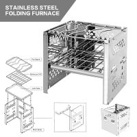 เตาปิ้งบาร์บีคิวแคมป์สแตนเลสการเผาไม้หม้อปิกนิกพับแบบพกพา