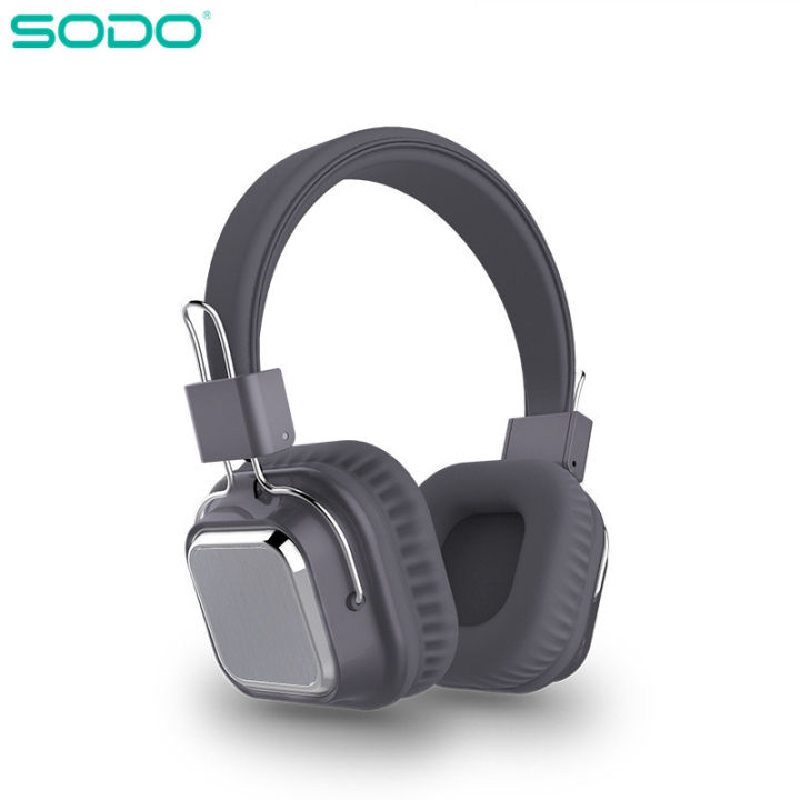 sodo-1003หูฟังไร้สายบลูทูธเข้ากันได้5-0ชุดหูฟังสเตอริโอสายหูฟังไร้สายพับเก็บได้พร้อมไมโครโฟนรองรับ-tffm