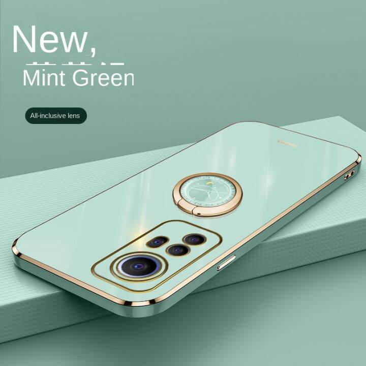 xiaomi-12-lite-5กรัม-mi12-lite-เคลือบเงาไฟฟ้าชุบกรณีผู้ถือแหวนตรงขอบปลอกสไตล์ปก