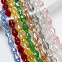 ✟ 1 Strand 8x12mm Spacer Water Drop Beads AB Shine Glass Crystal Beads Bracelets for Women Accessory Beads for Jewelry Making